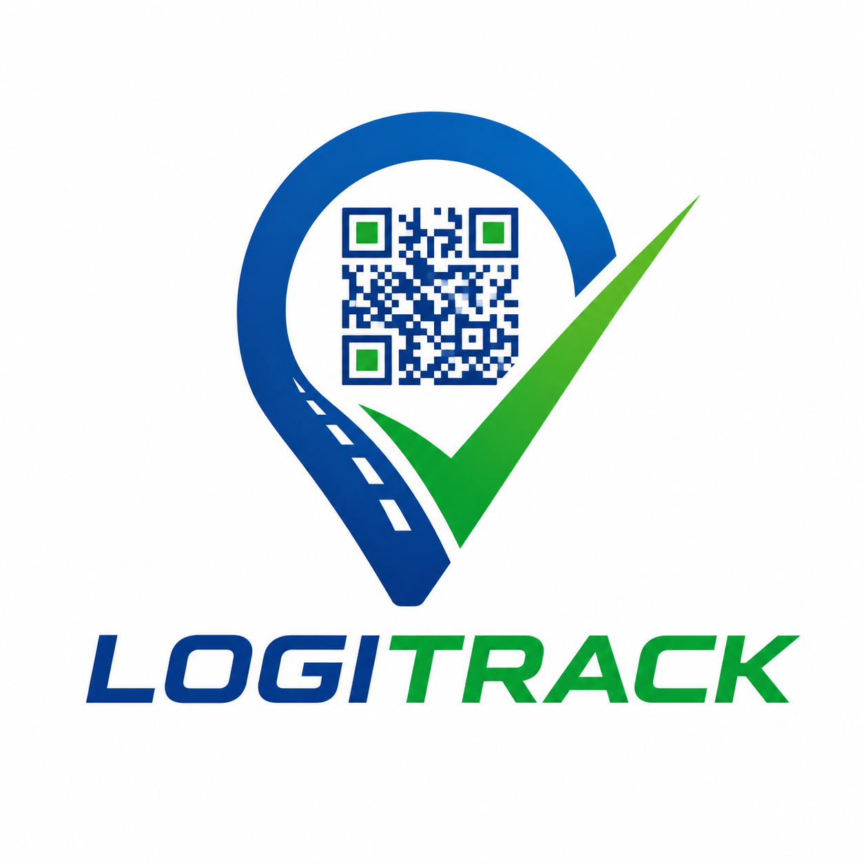 Pin de ubicación con carretera, código QR y check verde de ruta validada